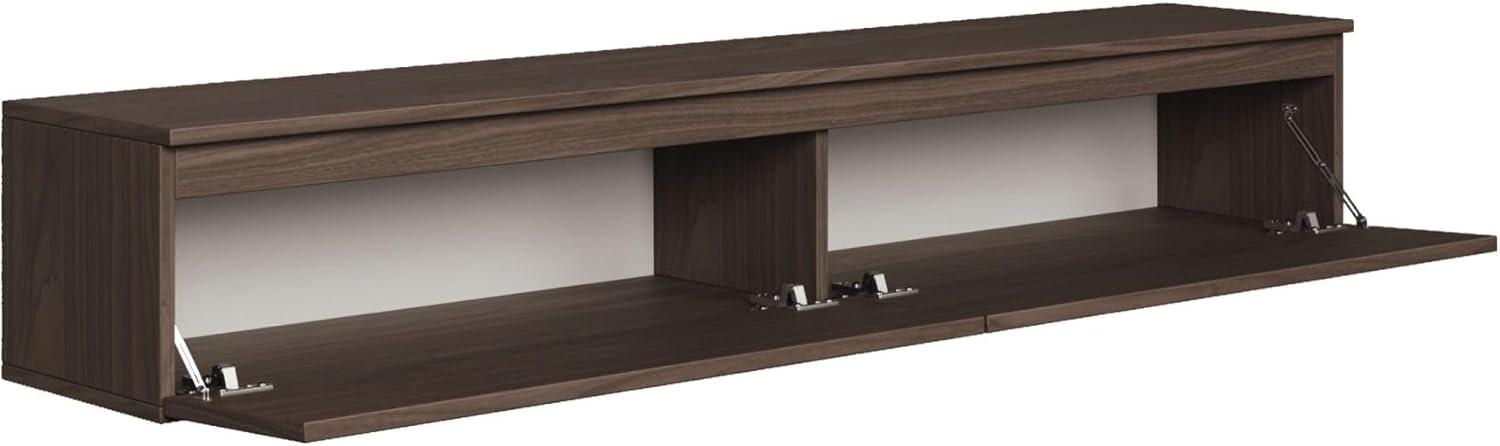 Selsey Hängeboard Bemmi 28,4x175x31,8 cm, Minimalistisches TV Lowboard, Wisconsin-Walnuss, Hochwertige Spanplatte mit ABS-Kanten, Zwei Klappenfächer,Melaminbeschichtet, Ideal fürs Wohnzimmer