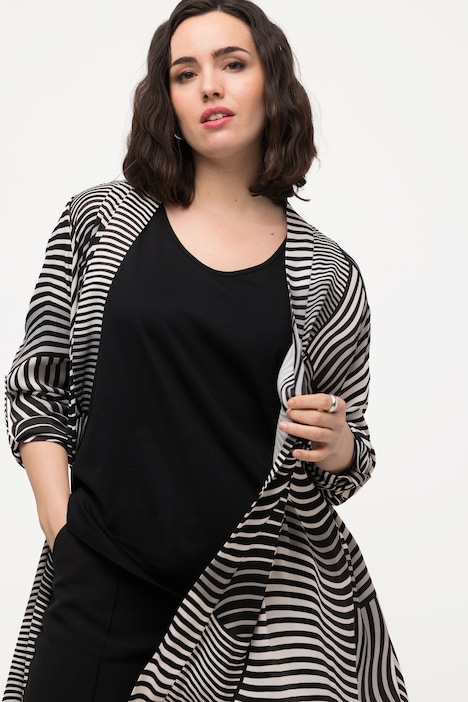Blusenjacke, grafischer Druck, Stehkragen, Langarm