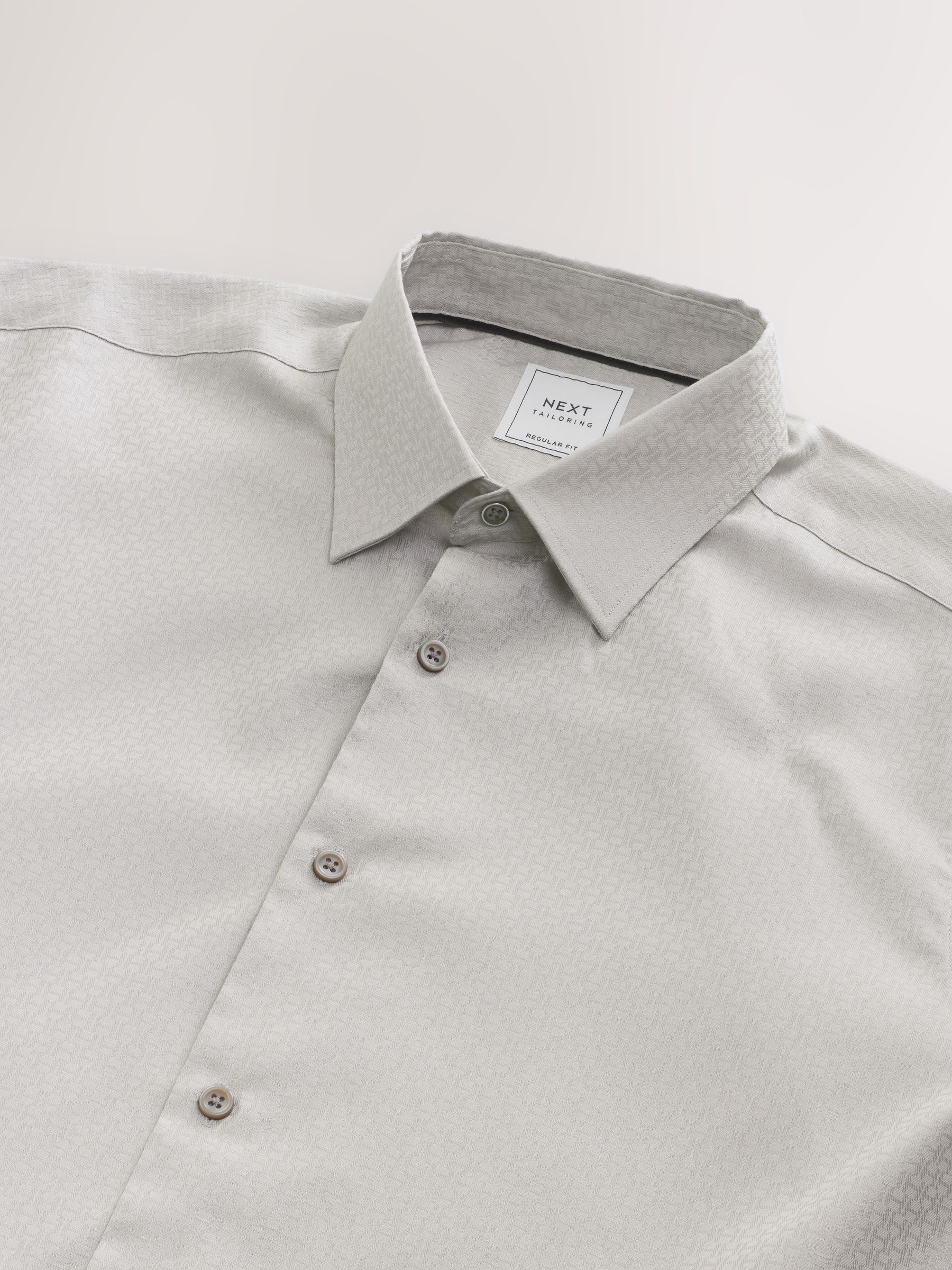 Neutral Monogram - Geometric Print Long Sleeve Smart Shirt