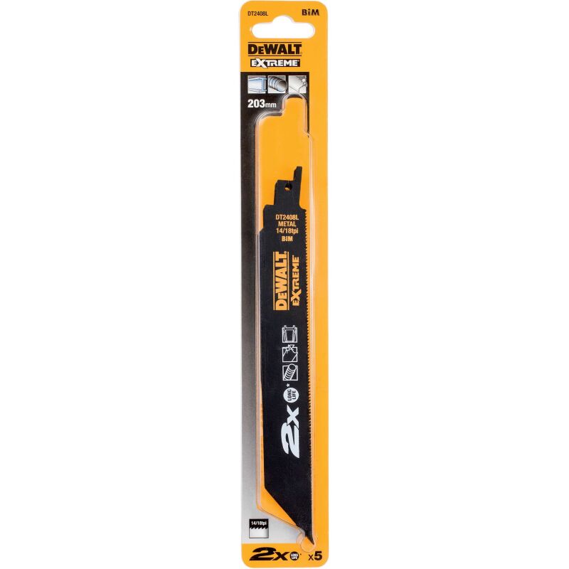 Lame de scie sabre DEWALT BiM 2X Long Life pour la coupe du métal - Profondeur