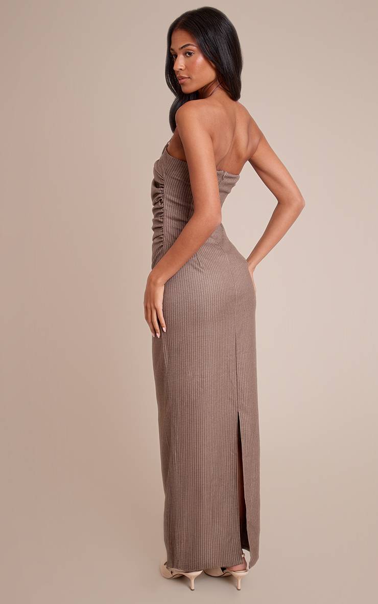 Gris Pierre Robe Maxi Bandeau À Rayures Fines Avec Détails Froncés Tall