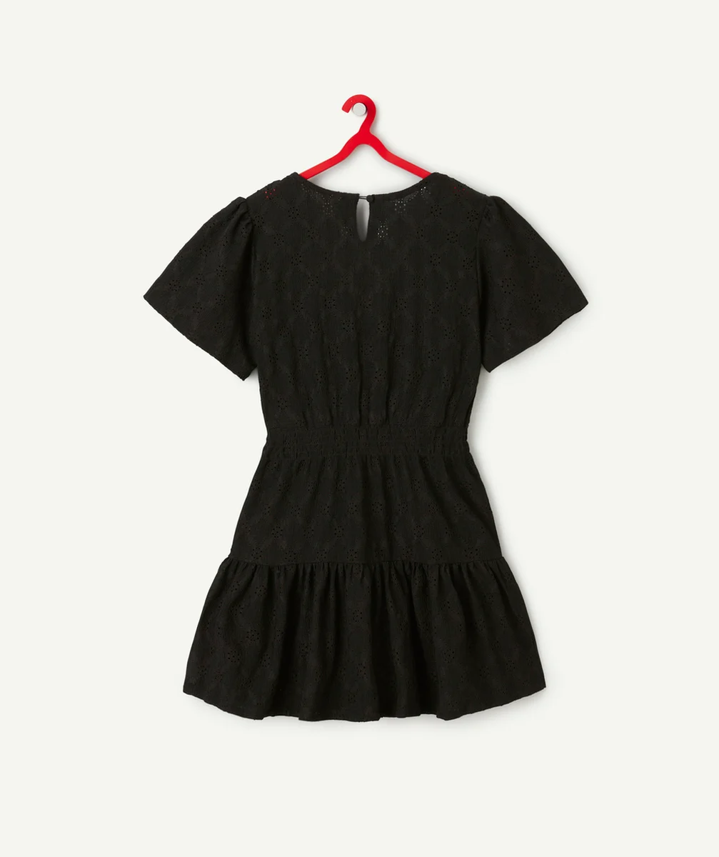 robe cache-coeur fille noire ajourée