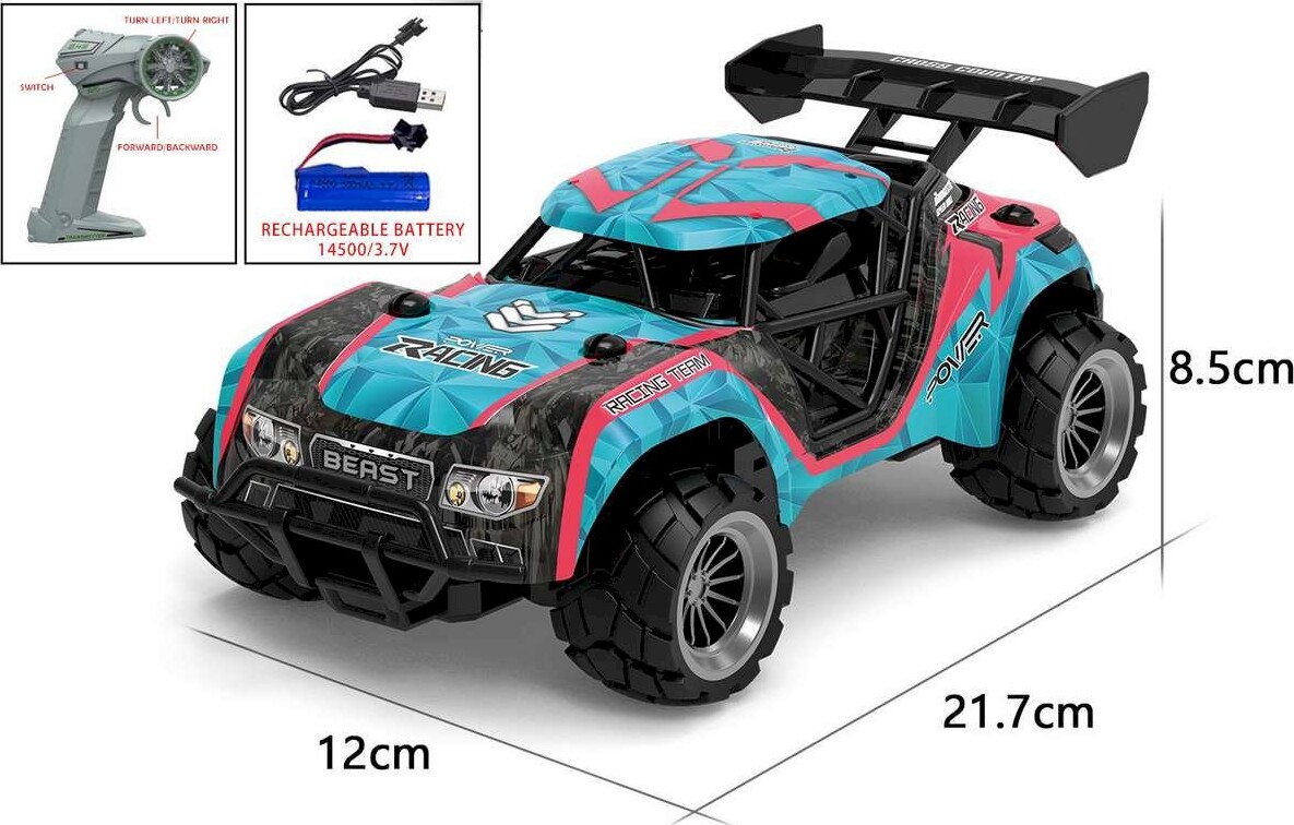 Fjernstyret Bil - Speed Racing Dirt Stars - 1:18 - Blå Og Pink