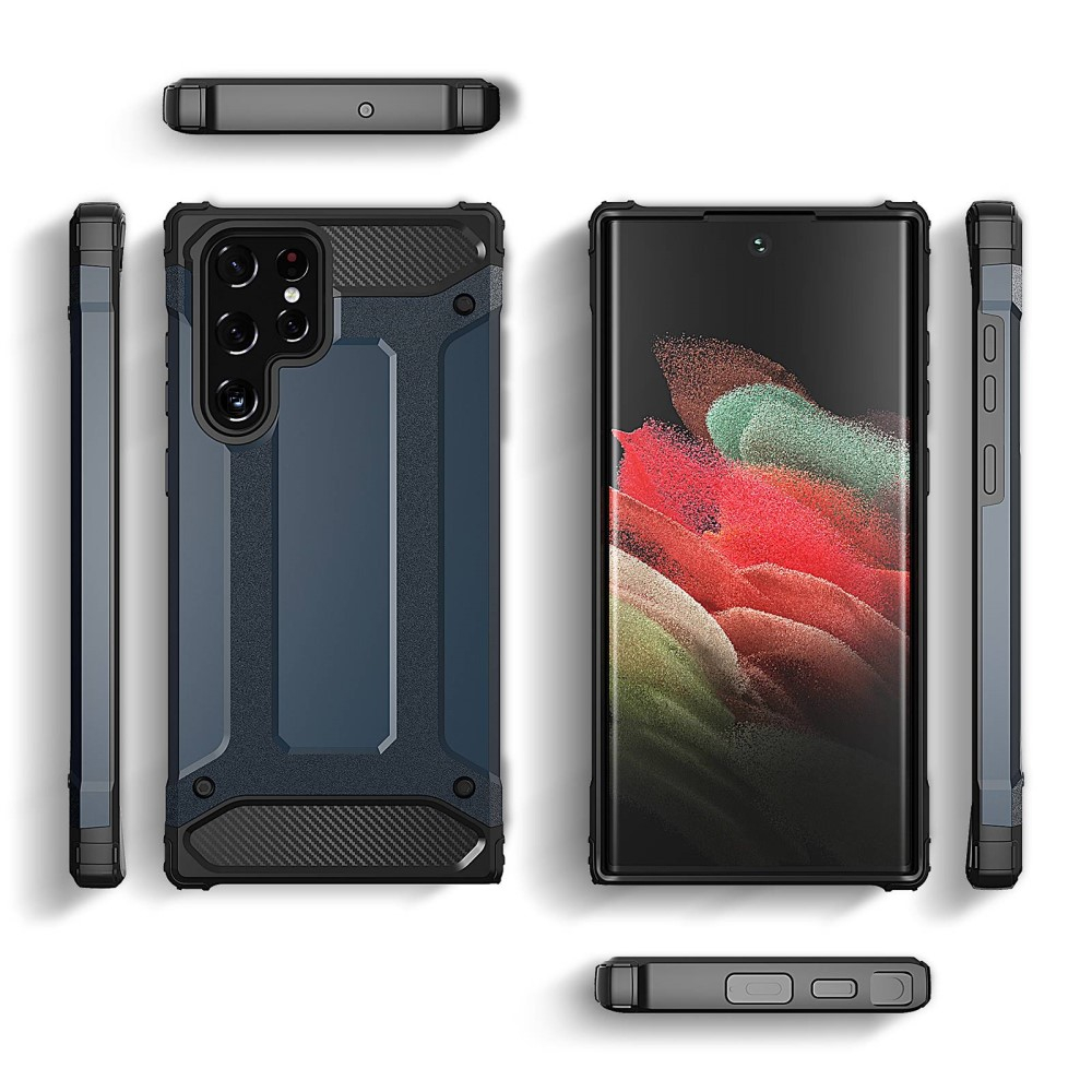 Samsung Galaxy S23 Ultra 5G Outdoor Hybrid Hardcase Hülle - Silber / Schwarz