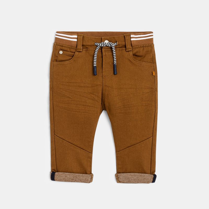 Pantalon denim taille élastiquée marron bébé garçon Marron