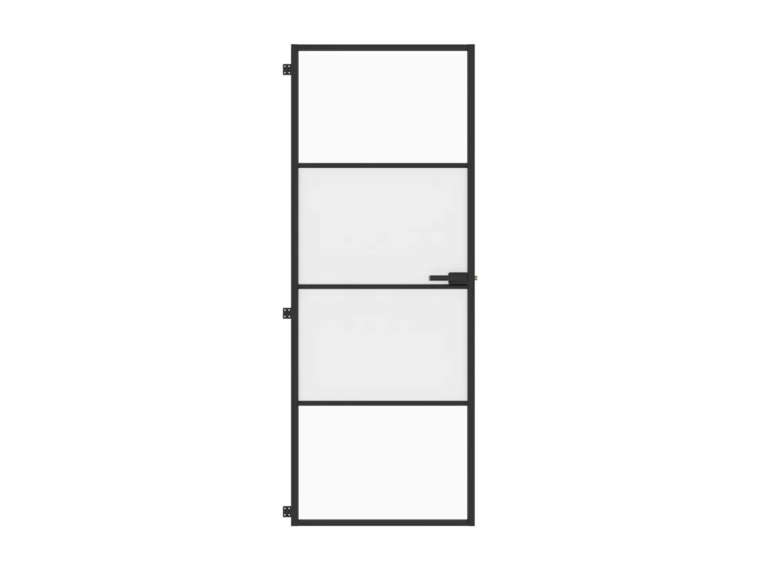 Porte intérieure mince noir 76x201,5 cm verre trempé aluminium