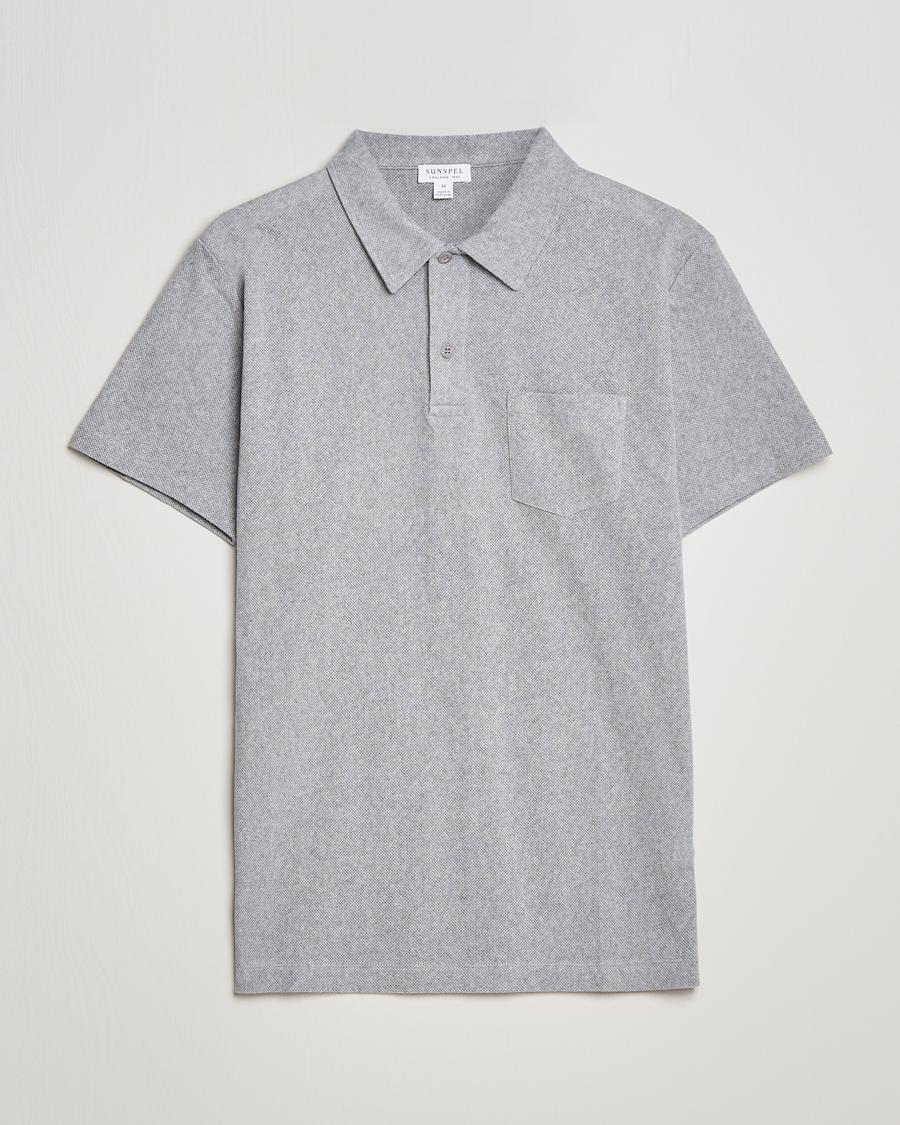 Sunspel Riviera Polo Shirt Grey Melange