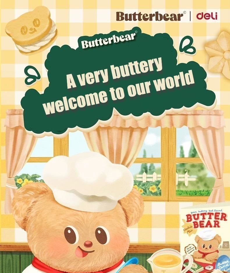 Butterbear - Set van 6: Butterbear-koekjesbadge