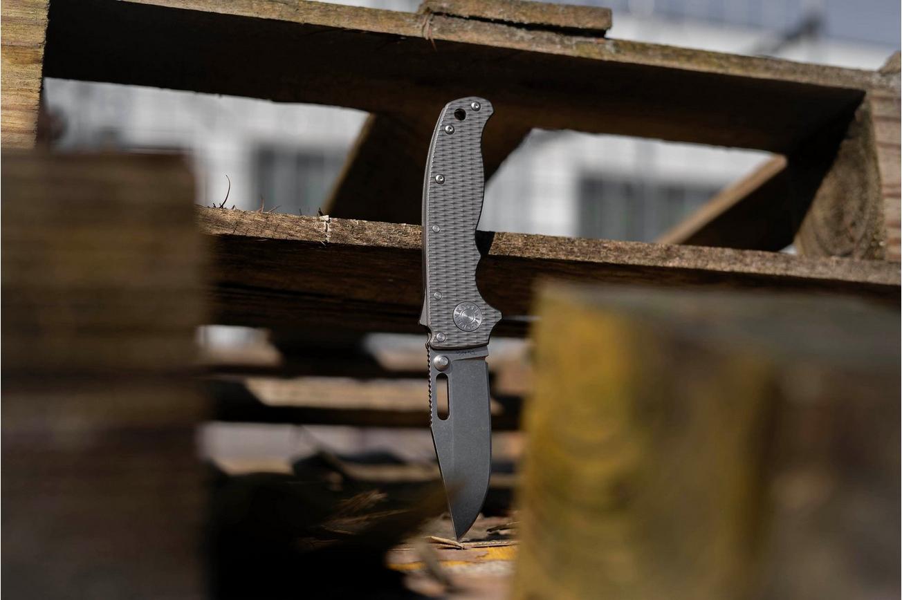 Demko Knives AD20.5 Shark-Lock CPM 20CV Clip Point AD205-20CV-TI-TEX-CP Milled Titanium, zakmes