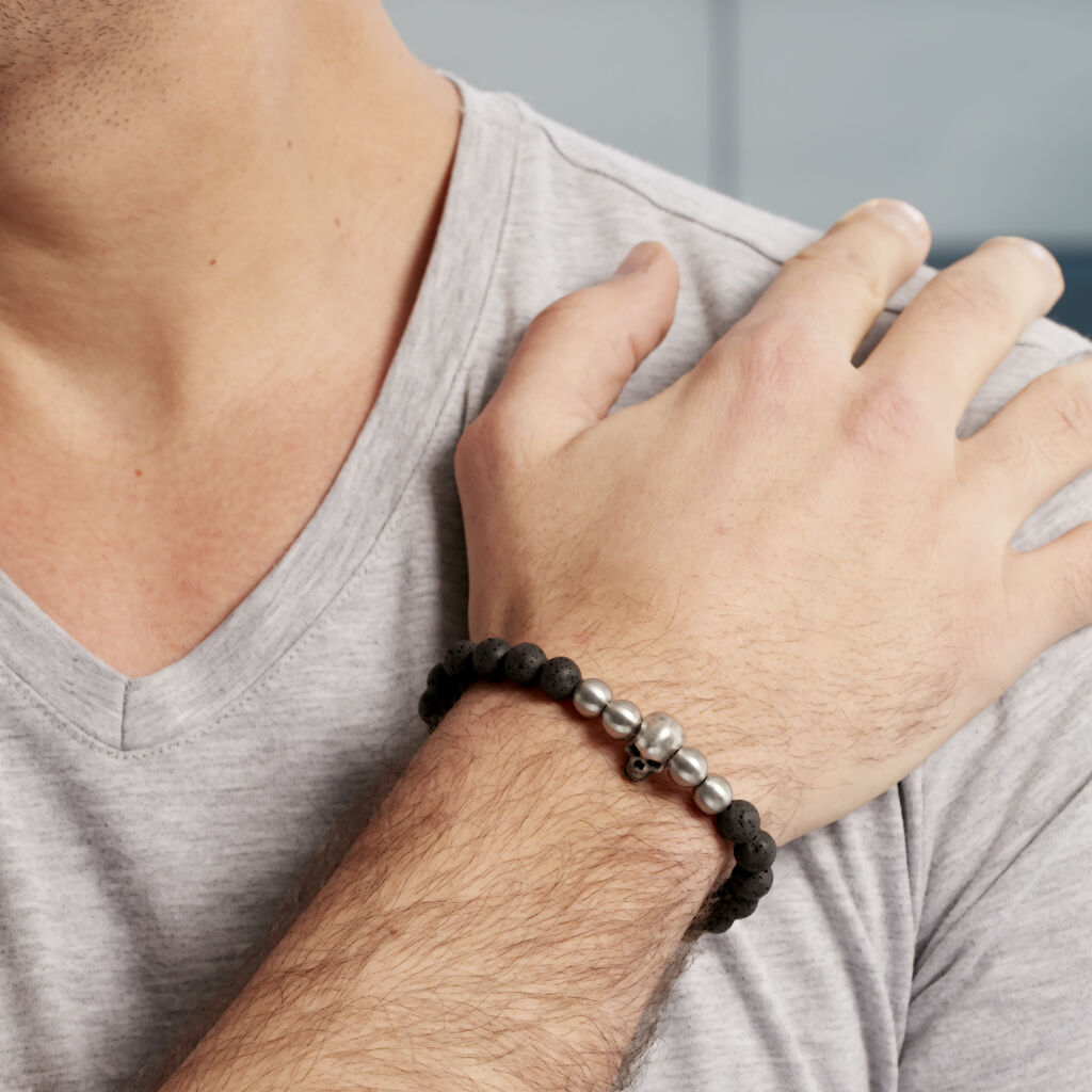 Bracelet Leto Acier Blanc Pierre De Lave