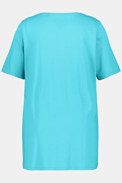 T-Shirt, Zierfalten, A-Linie, Rundhals, Halbarm, Modal