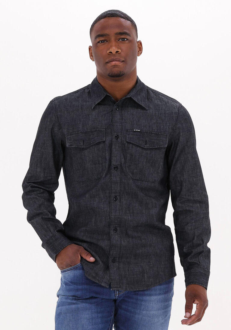 G-STAR RAW zwarte g-star raw casual overhemd marine slim shirt l/s