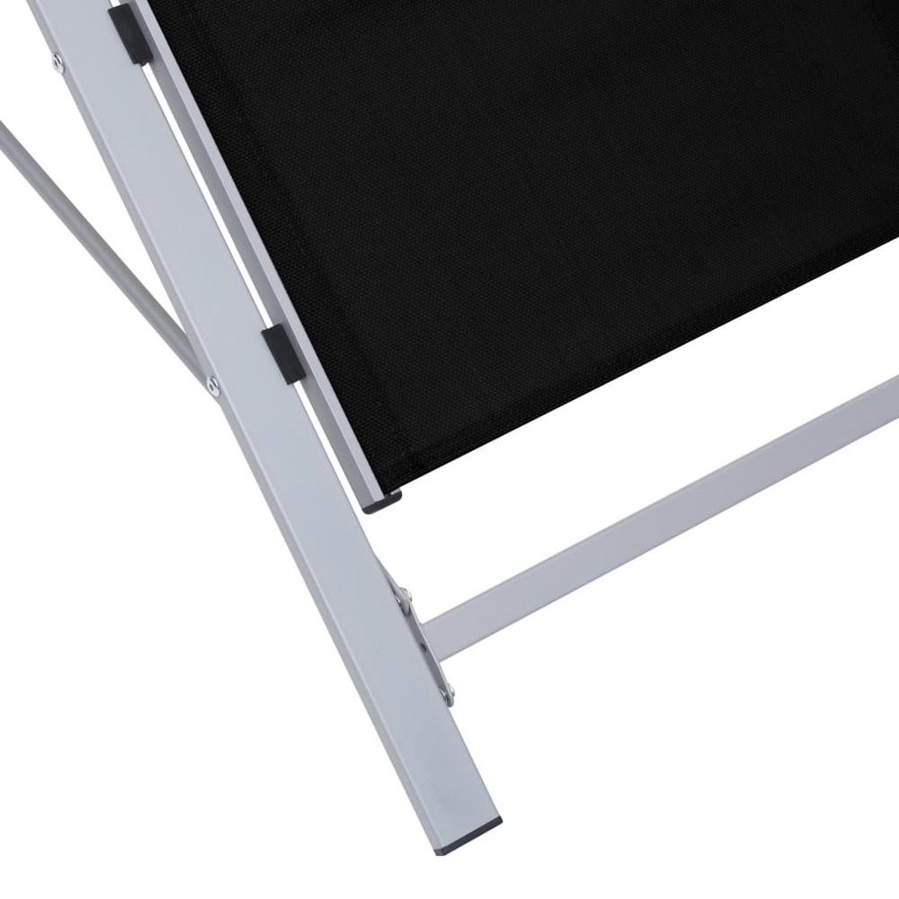 Transat chaise longue bain de soleil lit de jardin terrasse meuble d'extérieur textilène et aluminium noir