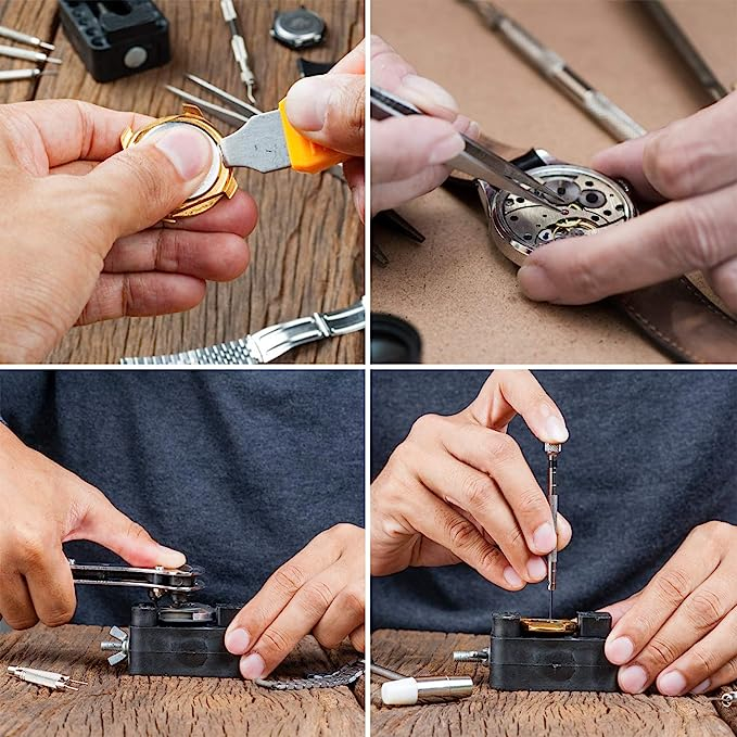 (149-tlg. Set) Universal Uhrenwerkzeug Set für Uhrenreparatur mit Pinzette / Gliederentferner / Uhrengehäusehalter / Schraubendreher