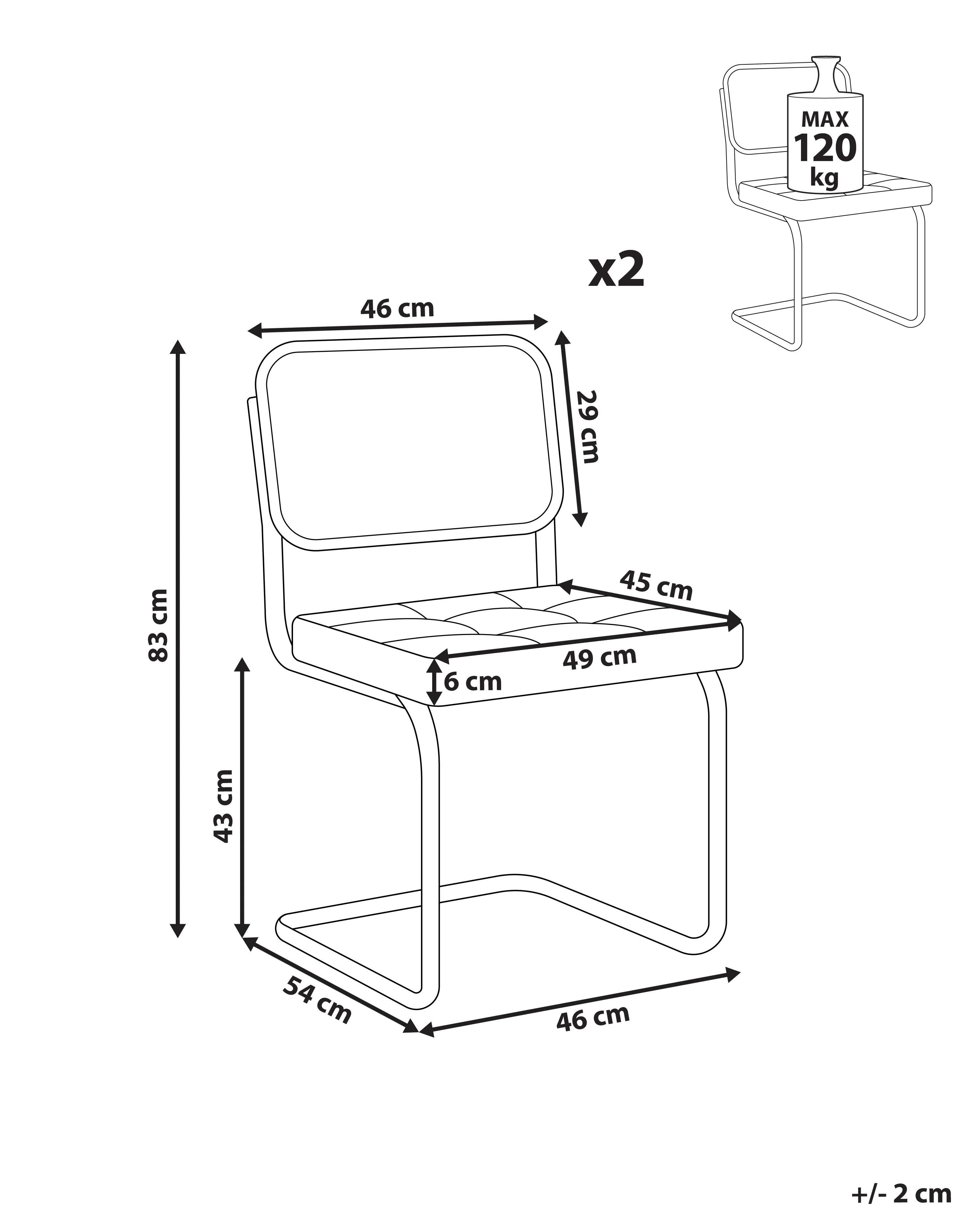 Set van 2 eetkamerstoelen ETHETE Kunstleer Goudbruin