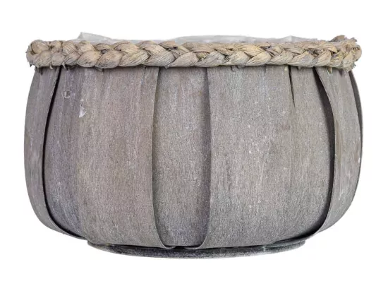 Panier rond en bois bleu 20x20x12h cm