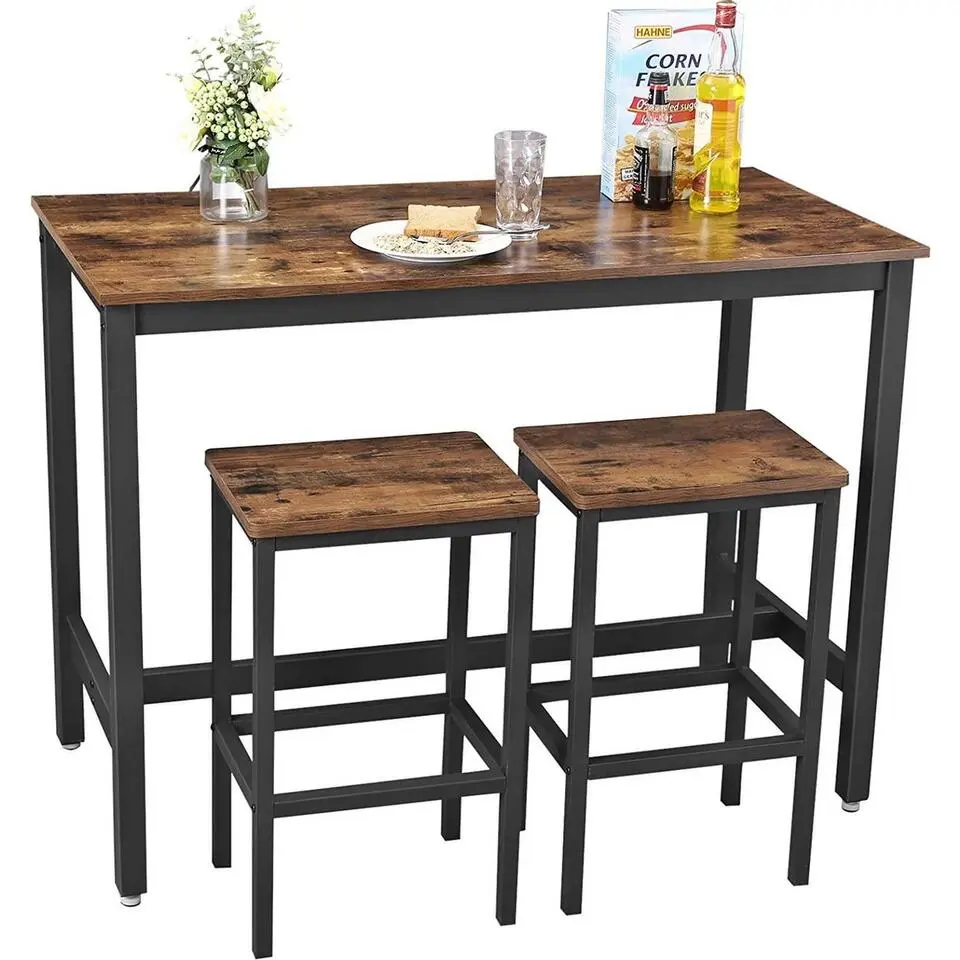 Parya - Vasagle - Bartafel Set - 120x60x90 - Donkerbruin