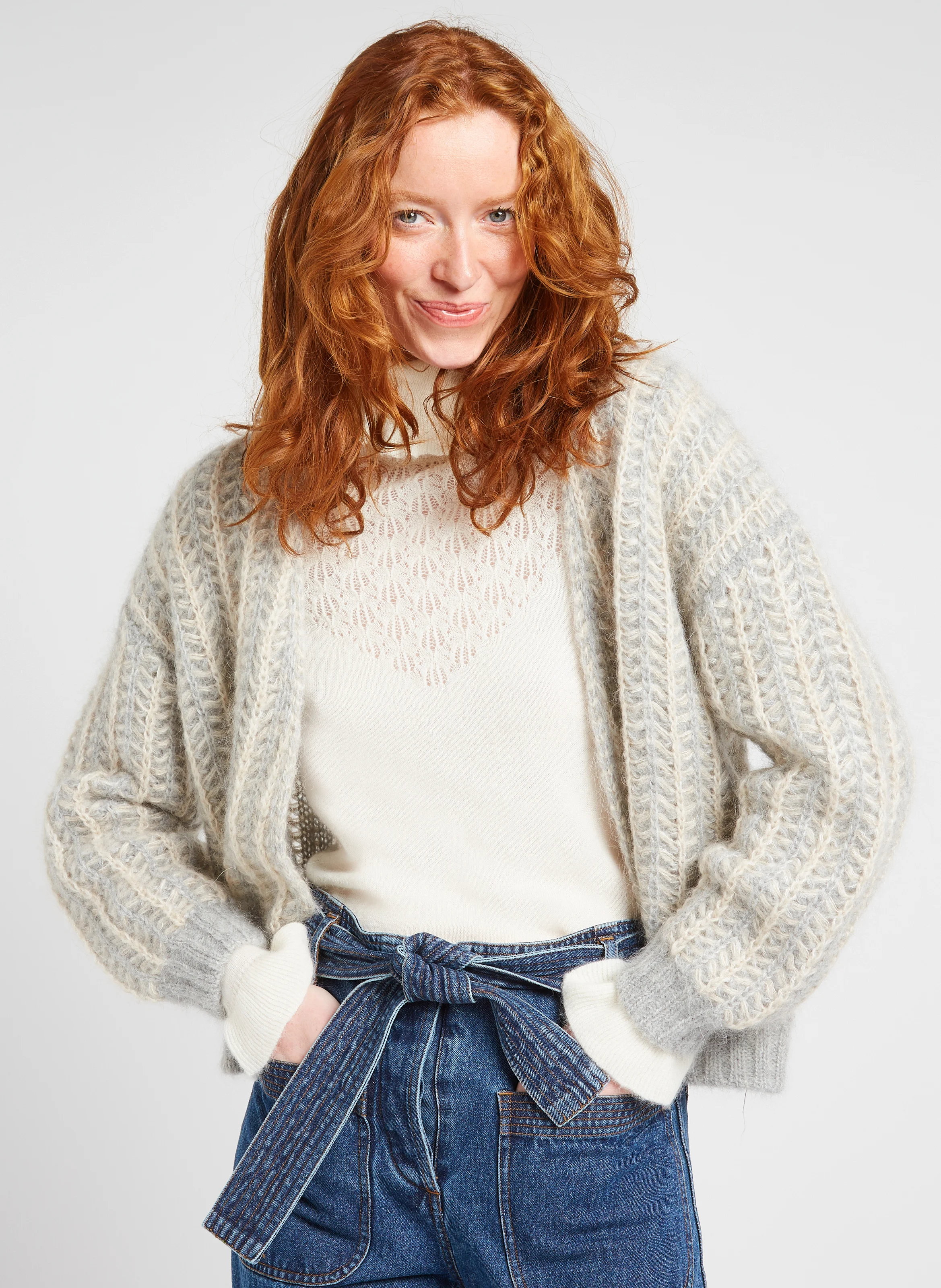 LORNELLA - Cardigan en laine mélangée | Gris