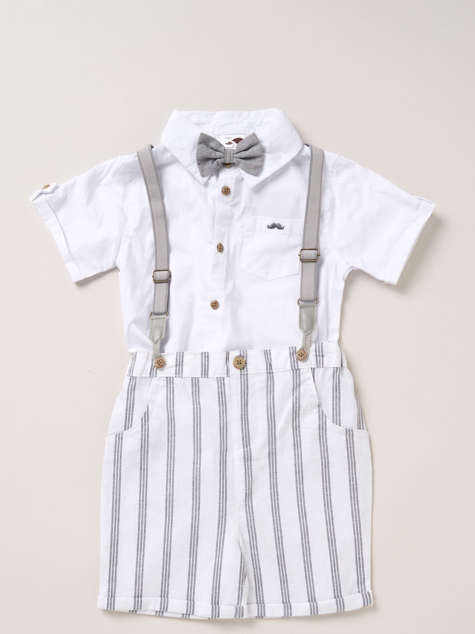 Wit - Little Gent Shirt Shorts and Braces Outfit Set