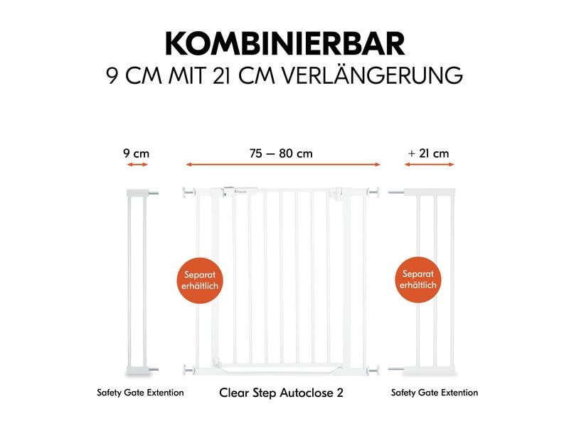 Hauck Verlängerung Türschutzgitter 9 cm Weiss Safety Gate Extension für gängige Hauck Schutzgitter