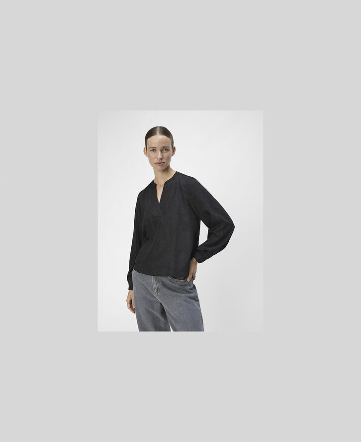 Object OBJJOHNSON RE L/S V-NECK TOP NOOS Black