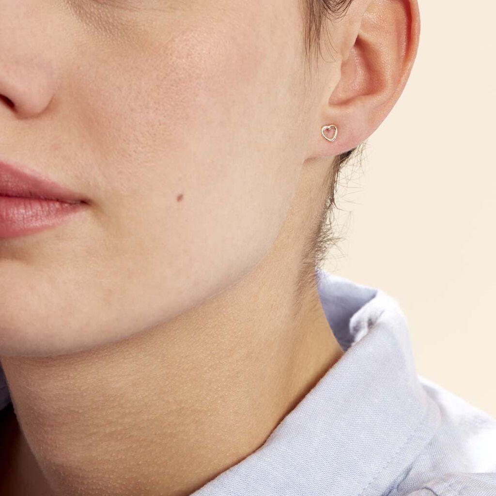 Boucles D'oreilles Puces Anne-maudae Coeurs Or Jaune