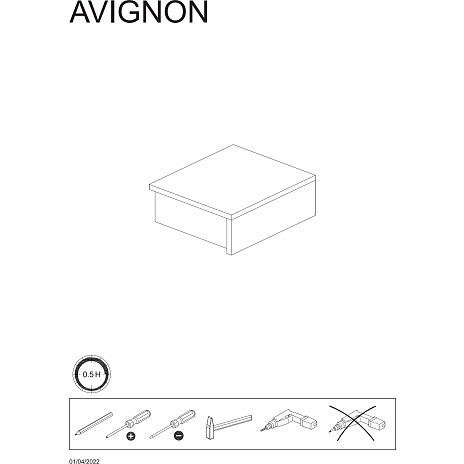Avignon natbord - hvid
