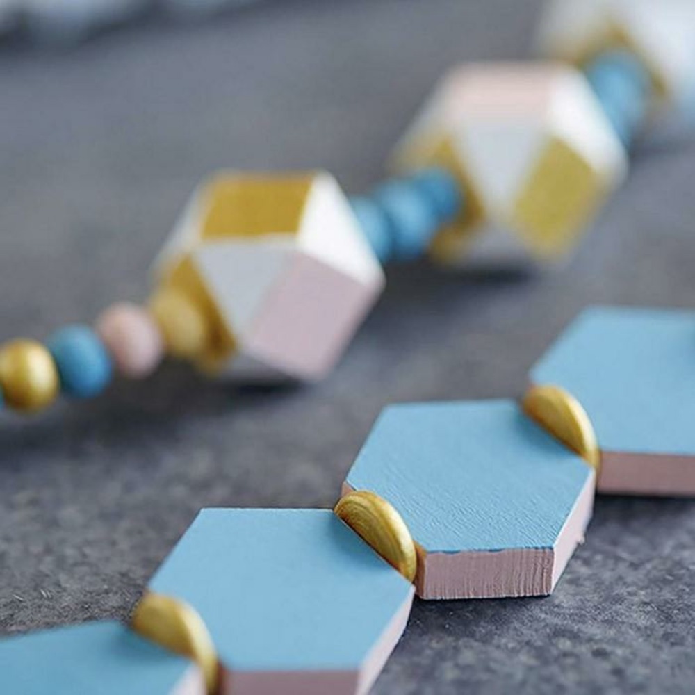15 perles en bois hexagonales 20 x 5 mm