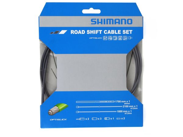 Shimano Racer Teflon Optislick Gearkabelsæt, Grey