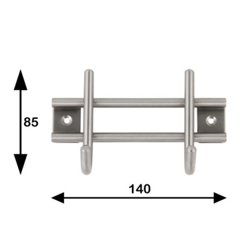 Kapstok 2 haken Ian RVS 140 mm