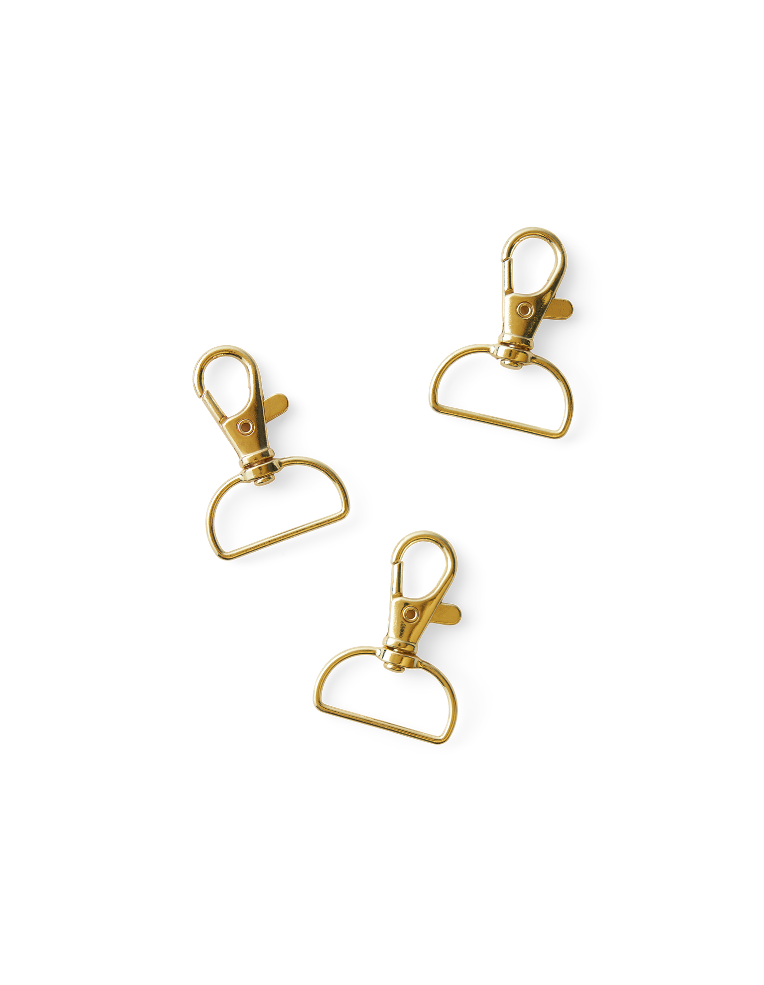 Nøgleringe med krog | Metal. 2,5 x 4,1 cm. 3 stk. | Gold