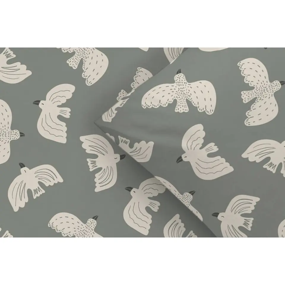 Dekbedovertrek Line - grijs/groen - 200x200 cm