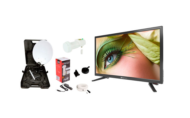 Opticum Travel TV Camping Set EasyFind Sat-Antenne mit 24