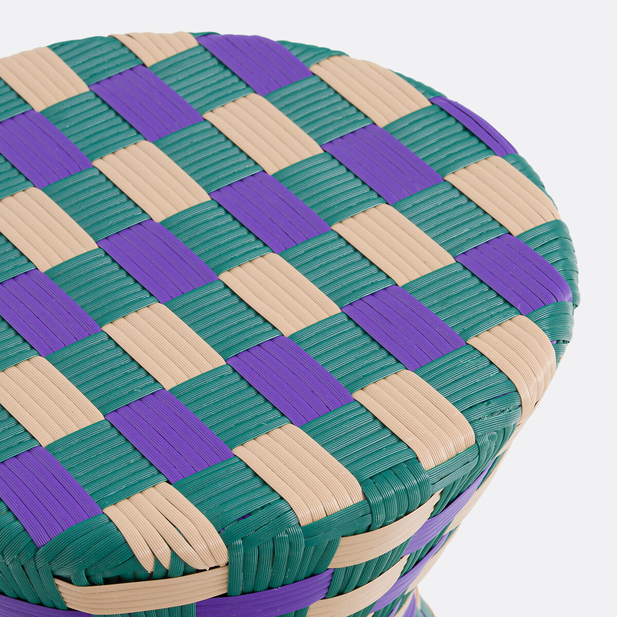 LA REDOUTE INTERIEURS<br>Mesa lateral de metal e resina trançada com aço, Bianca