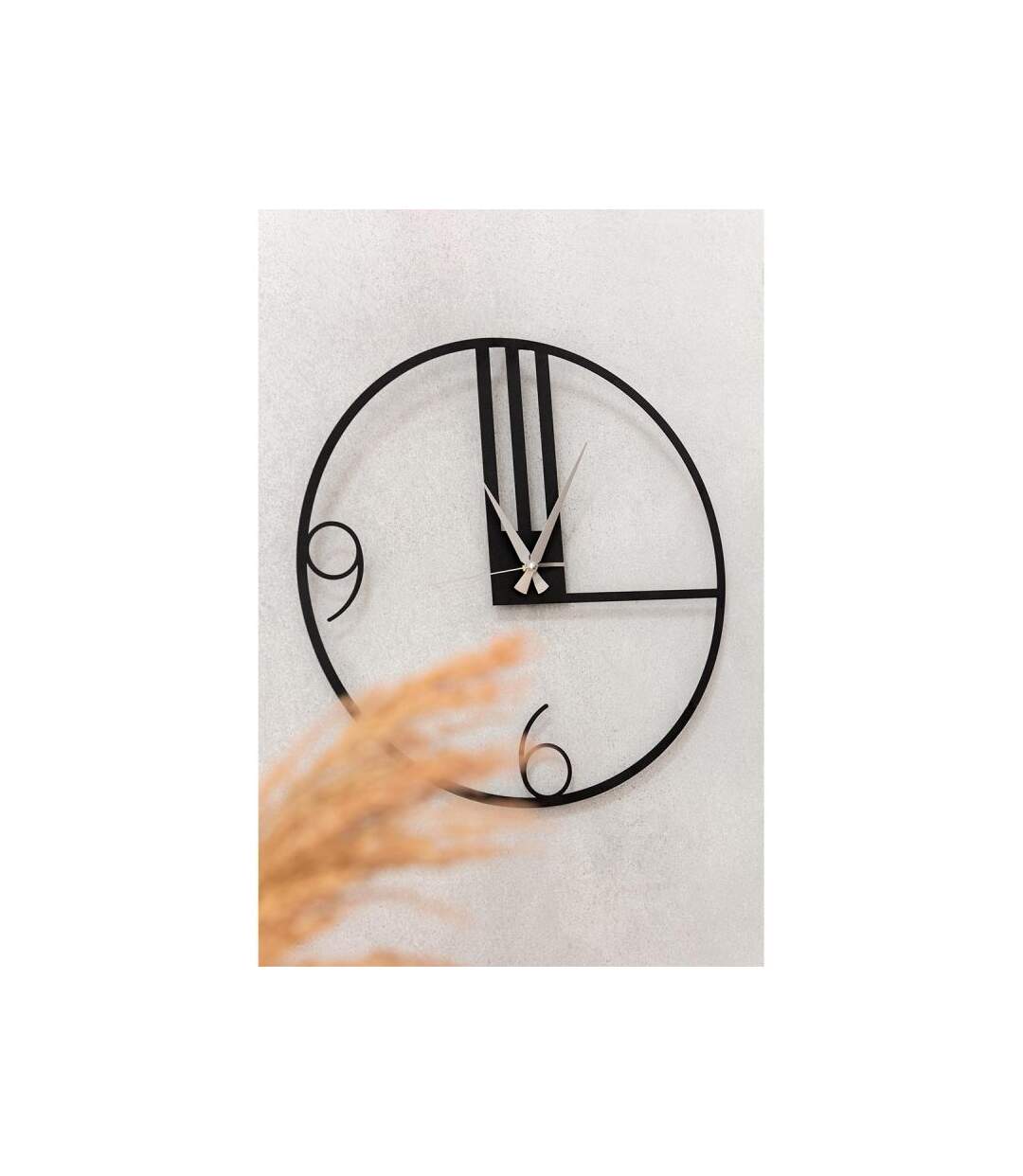 Paris Prix - Horloge Murale En Métal lignes 69cm Noir