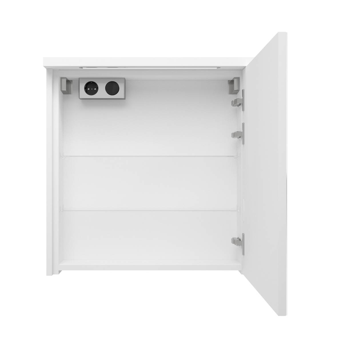 Fontana Rovigo badmeubel 60cm wit mat met witte wastafel met kraangat en spiegelkast met verlichting
