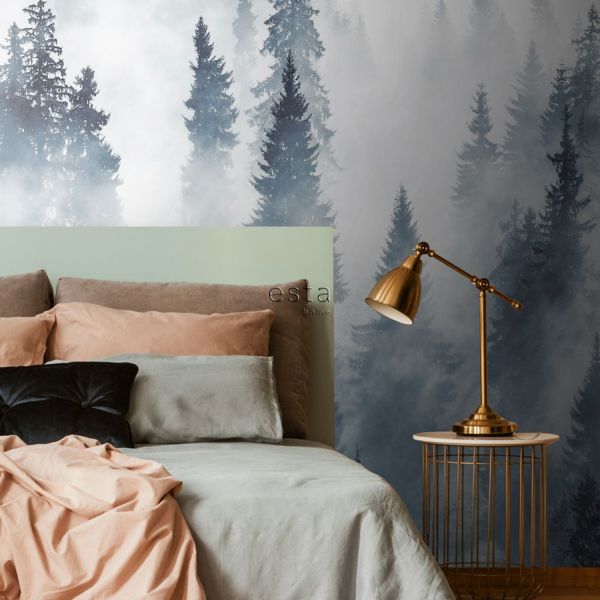Estahome Mistig Bos Fotobehang  - 1,86 x 2,79 m - Groen