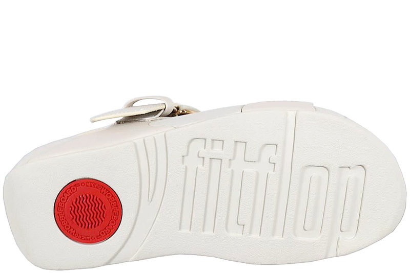 FITFLOP LULU RESIN-BUCKLE LEATHER BACK-STRAP SANDALS WHITE