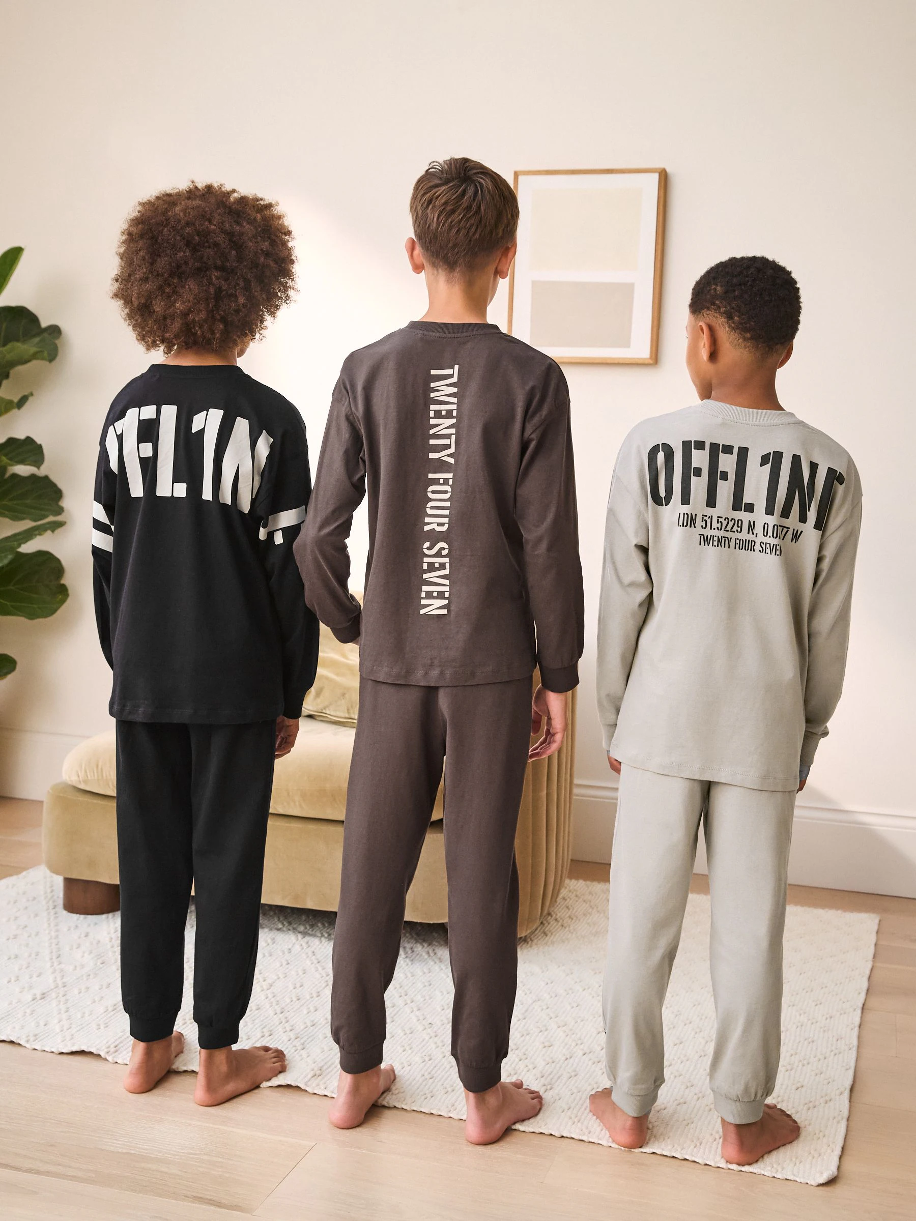 Zwart/bruin - Pyjama met korte pijpen 3 stuks (3-16jaar) (3-16jaar)
