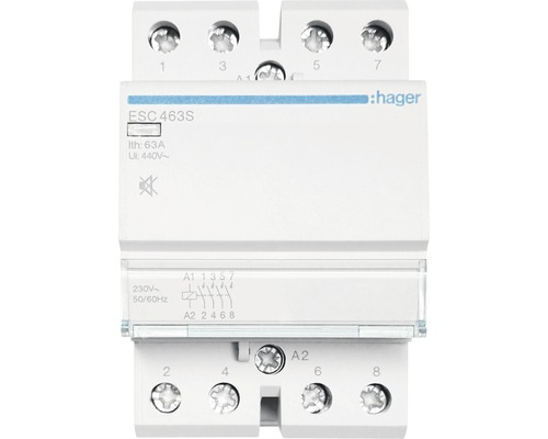 Hager ESC463S 63A 230V Installatiecontactor 4 normaal open contacten bromvrij