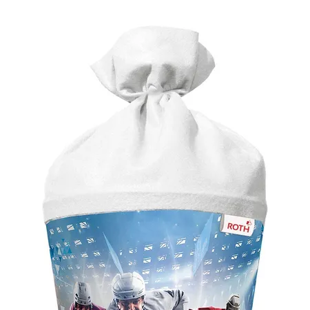Roth Motiv-Schultüte, Eishockey, 70cm, rund, Rot(h)-Spitze, Filzverschluss