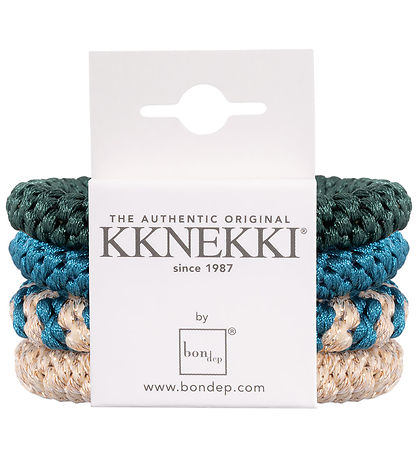 Kknekki Elastikker - 4-pak - Beige/Bl?/ Grøn/Glimmer