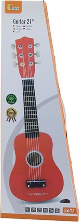 Viga Viga Tregitar for barn, rød, 21 tommer, 6 strenger