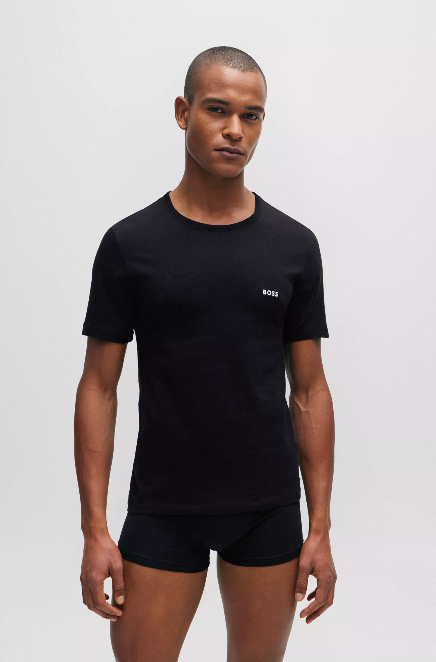 BOSS Black - Pacote com três camisetas de marca em malha de algodão