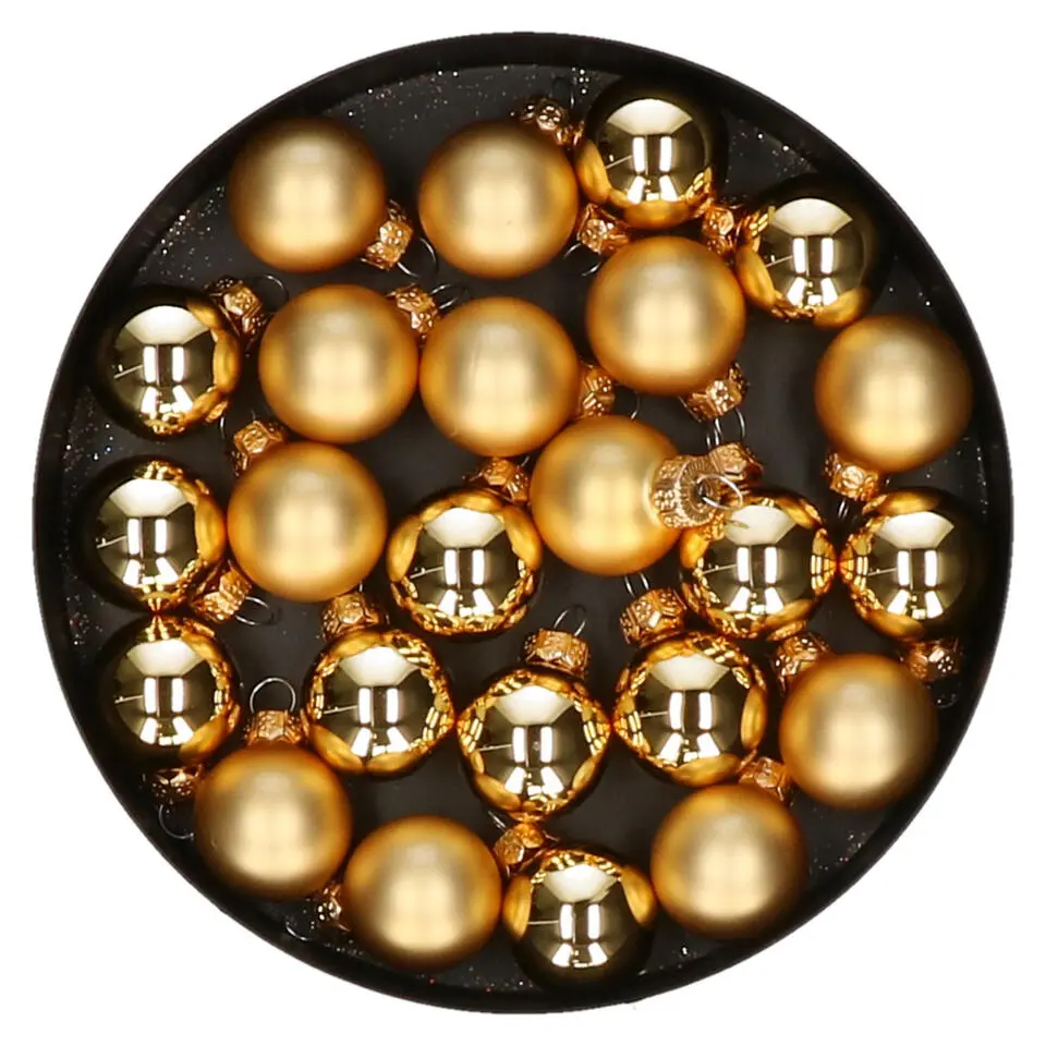 Othmar Decorations kleine kerstballetjes glas -24x -goud -2,5 cm