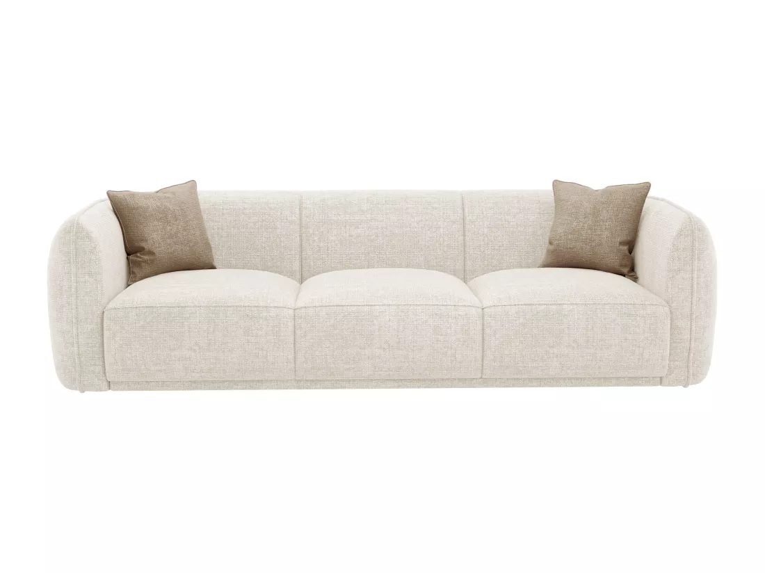 Canapé 3 places en tissu texturé beige JUNETI