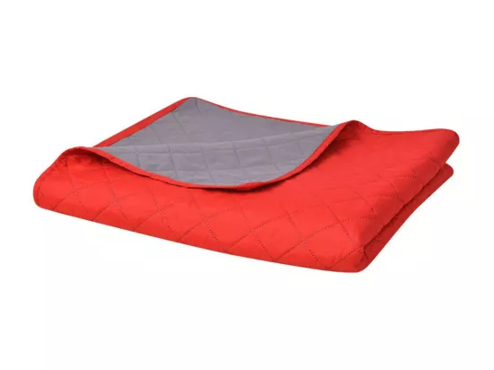 Couvre-lit matelassé double-face Rouge et gris 220x240