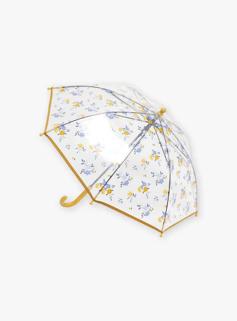 Parapluie canne transparent à imprimé fleuri