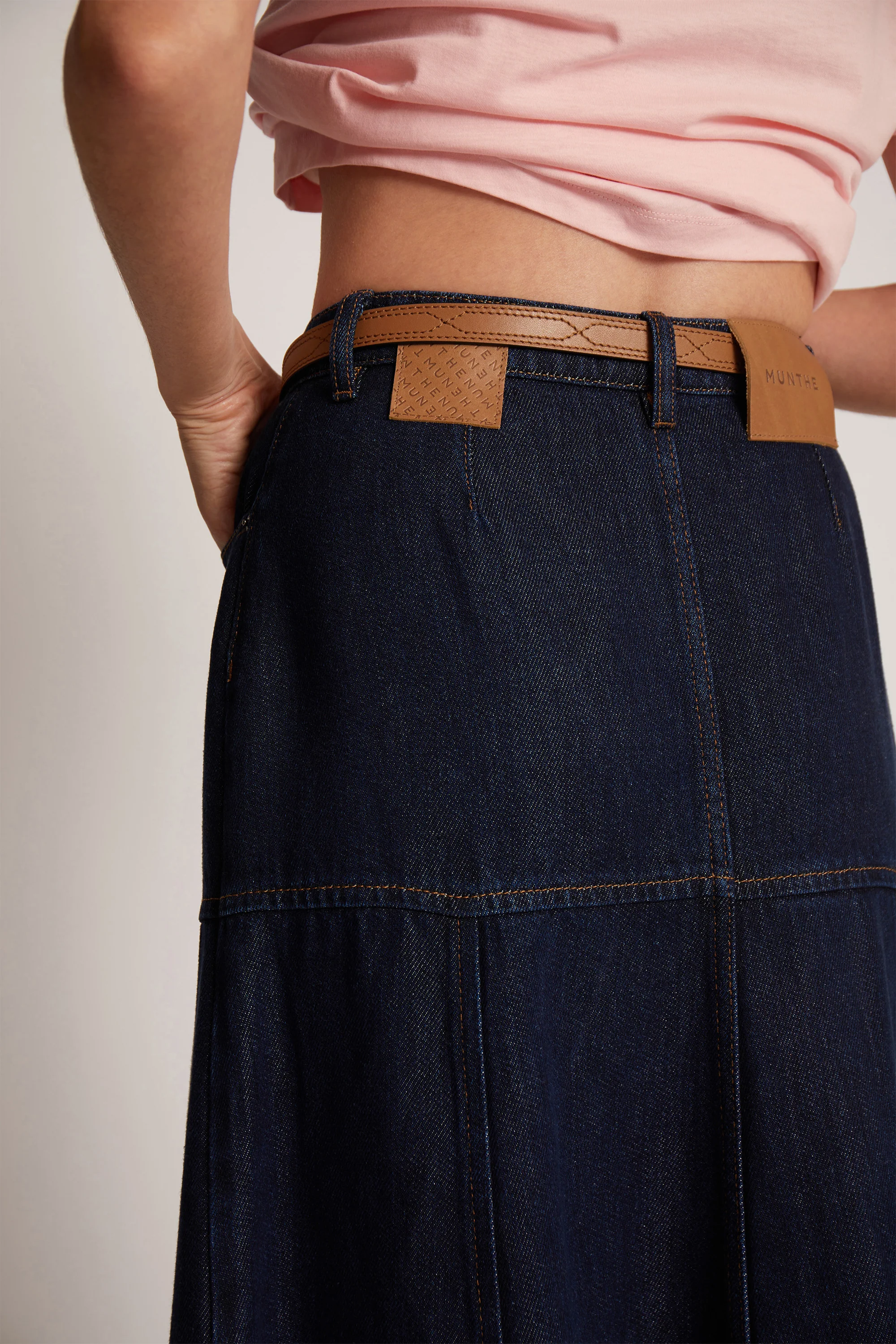 MUNTHE  Tuxya lang denim nederdel - Indigo