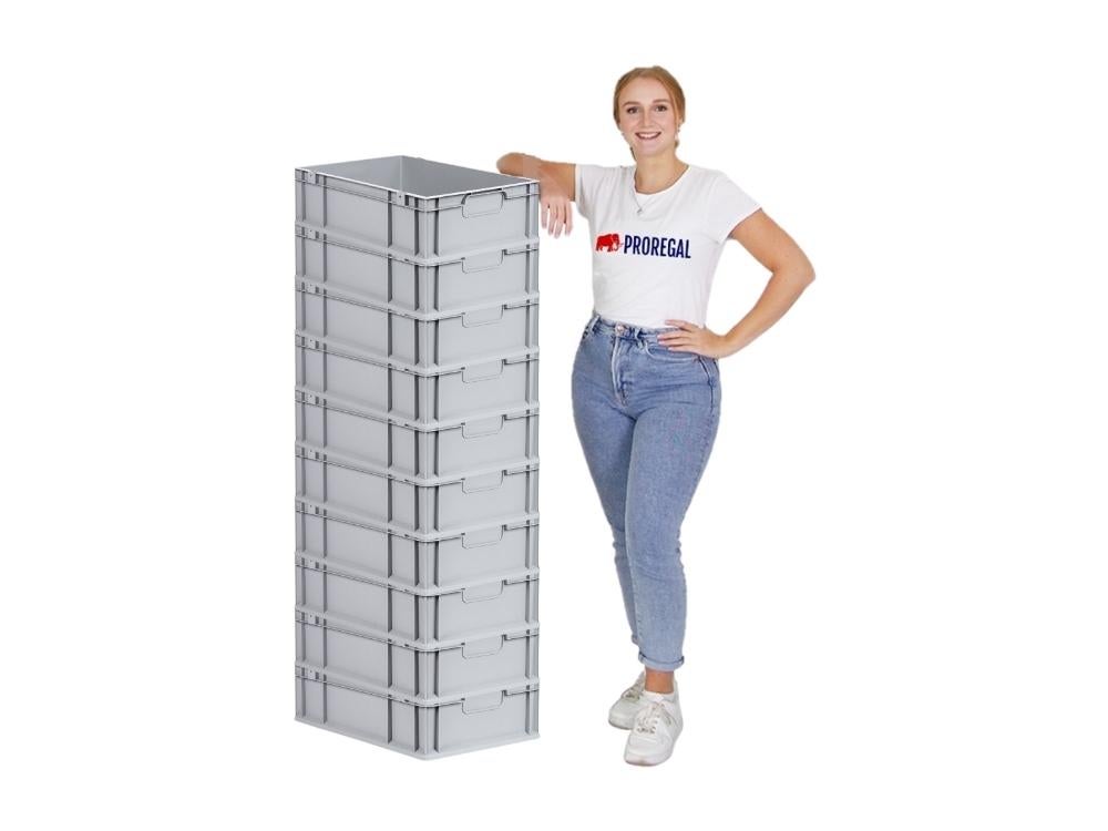 PROREGAL Eurobox Nextgen Economy met handgrepen, gesloten, HxBxD 17 x 40 x 60 cm, 34 liter Euro container, transportbox, stapelbare container
